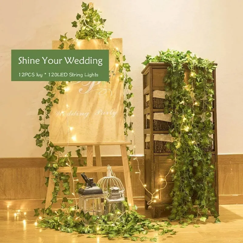 10-100 LED Lights Battery Operated String Light Artificial Ivy Fairy Light Christmas Garland for Bedroom Curtain Dorm Decor