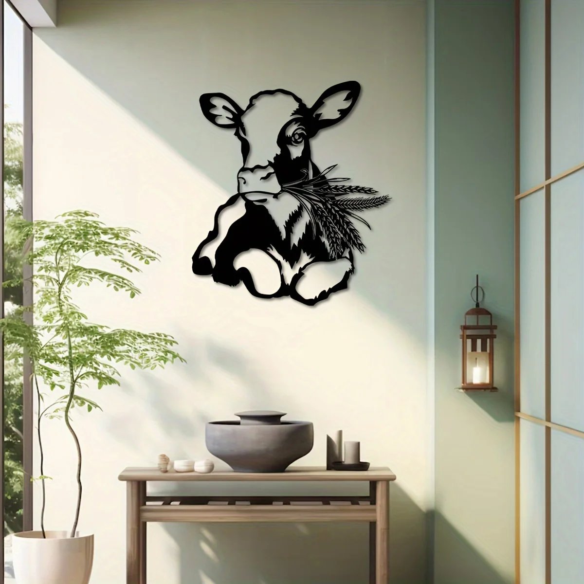 1 Piece of Country Farmhouse Style Cow Wall Decor - 1 Piece Metal Sign Featuring a Cow and Calf, Suitable for Farmhouse Decor, Iron Art Cow Sculpture, Housewarming Gift, Modern Wall Hanging