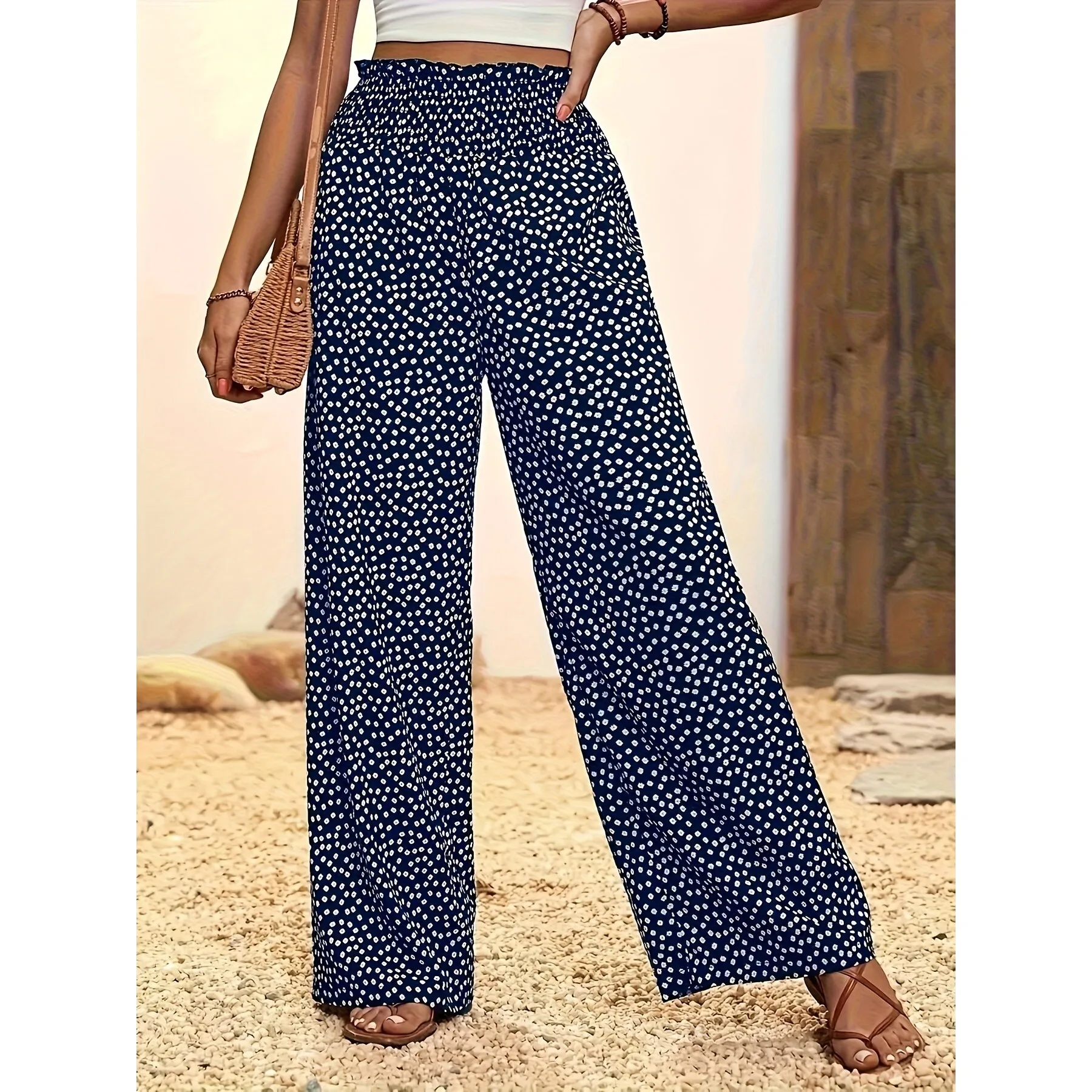

Neutral Wide Leg Pants Draped Feel Casual Trousers Female Spring Season Other Material 100% Harem Style Neutral Pants
