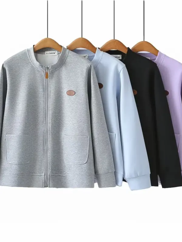 

plus Size Women's Casual Sweatshirt Jacket Open Cardigan Loose Slimming Baseball Style Spring Autumn Fashion Outerwear