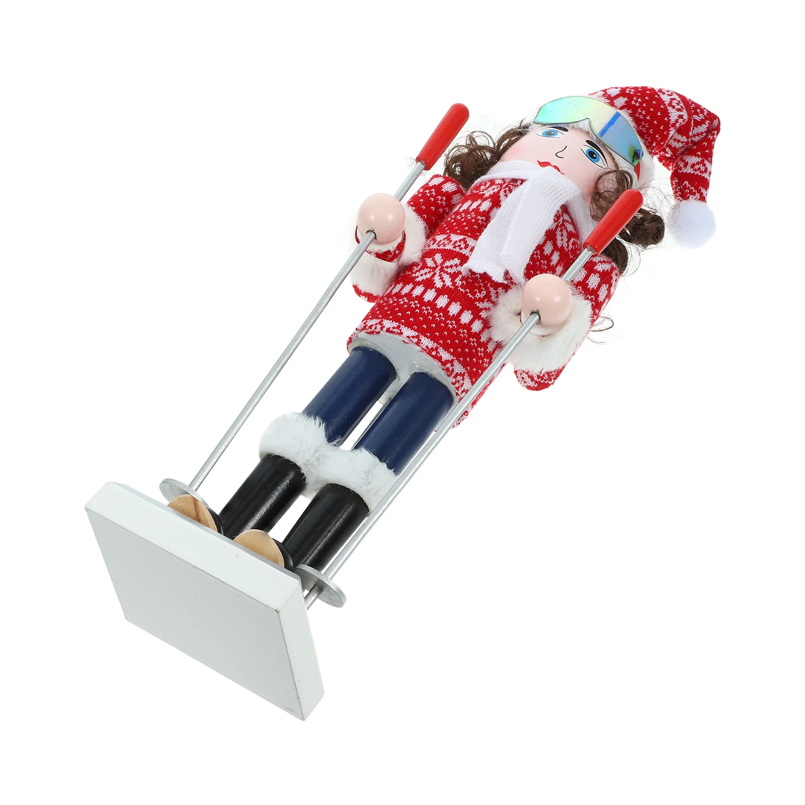 

Christmas Nutcracker Wooden Skier Girl Small Ornament Creative Desktop Decoration Lovely Room Adornment Gift Nutcrackers