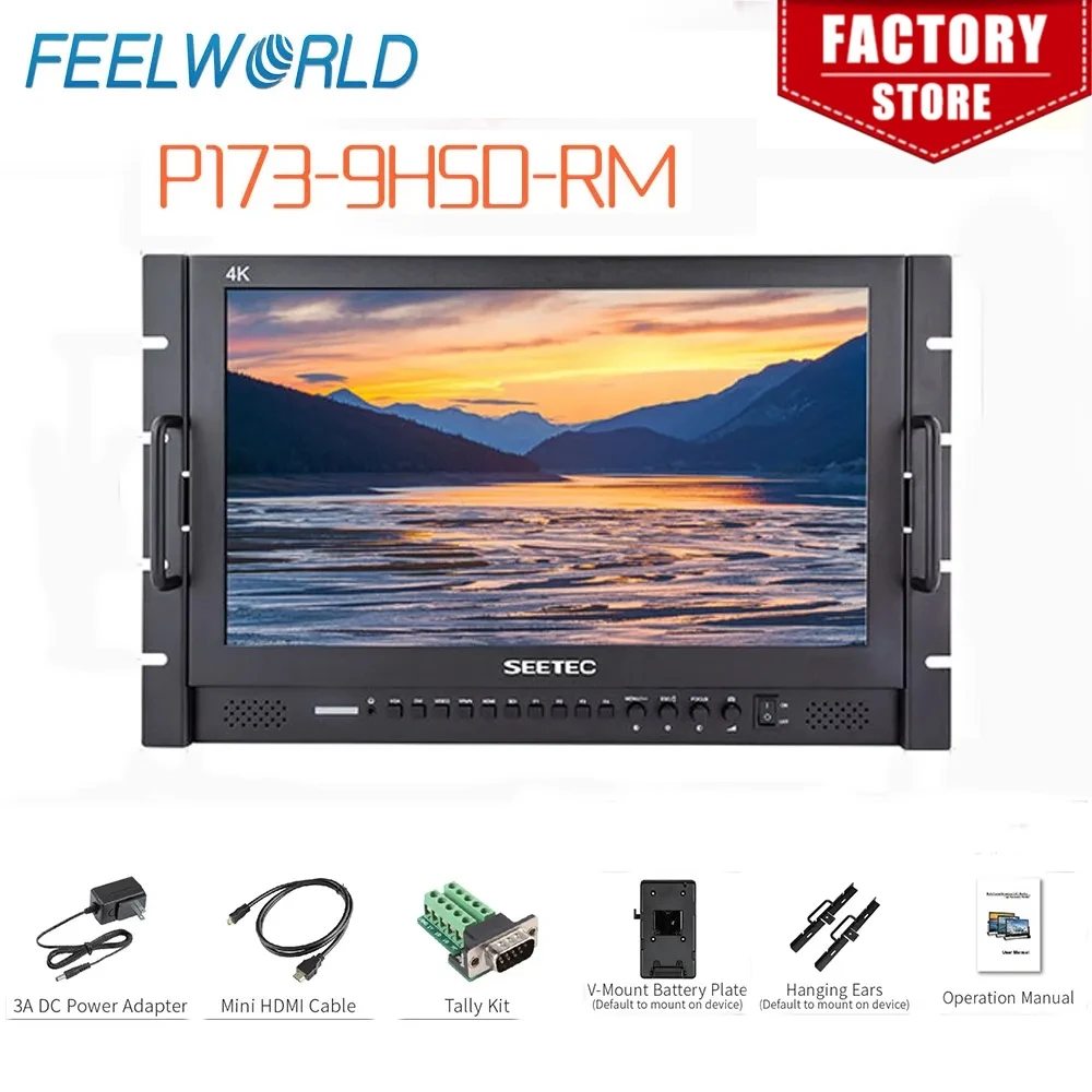 

SEETEC 17.3" 1RU Aluminum Design 1920×1080 Rack Mount Broadcast LCD Monitor with 3G-SDI HDMI AV YPbPr P173-9HSD-RM