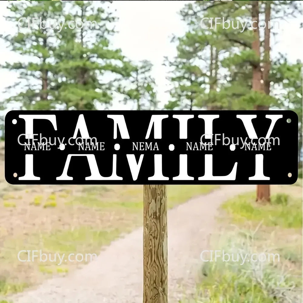Personalized Family Multiple Names Custom Metal Sign Retro Letter Plaque Yard Outdoor Hanging Wall Decor 1pc