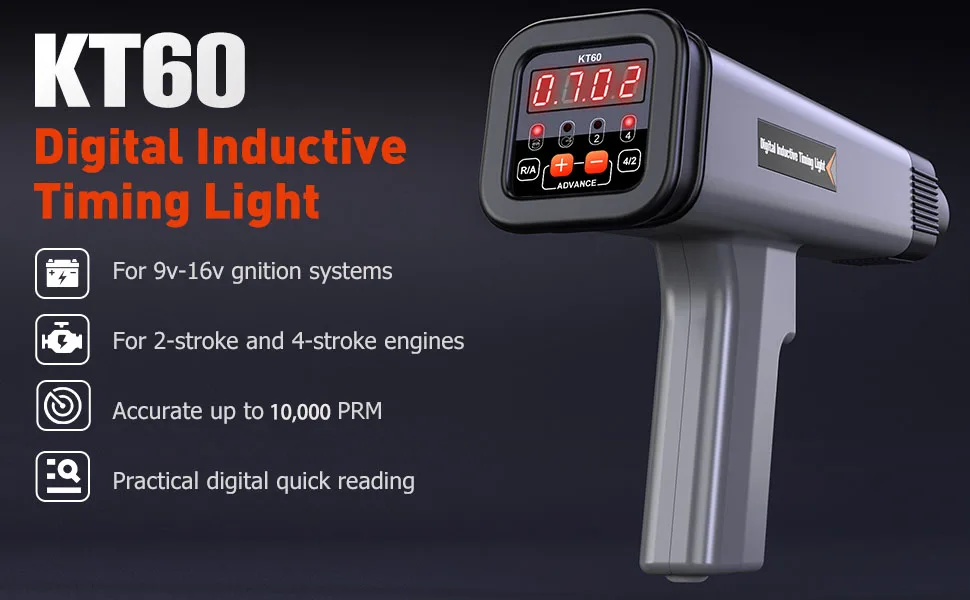 KZYEE KT60 Auto Digital 2 & 4 Takt Benzin Motor Timing Licht 12V Auto Zündung Timing Licht Induktive Strobe lampe Detektor – Detail 3