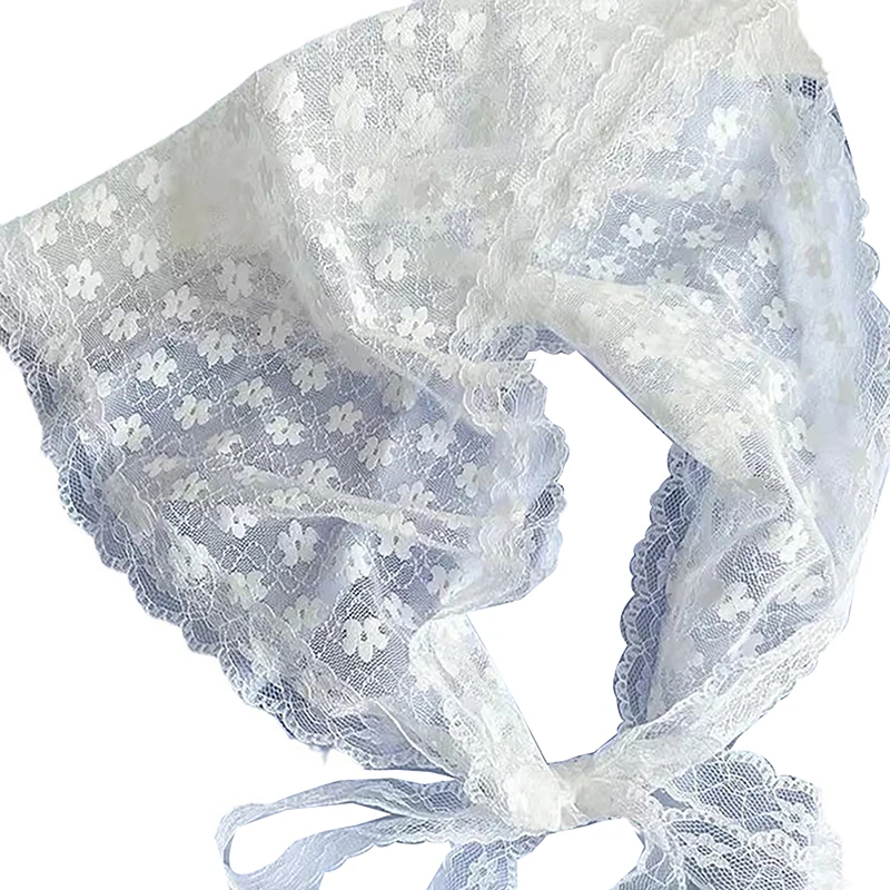 Sciarpa triangolare fiore di pizzo bianco moda donna estate capelli legati foulard triangolo sciarpa accessori di abbigliamento