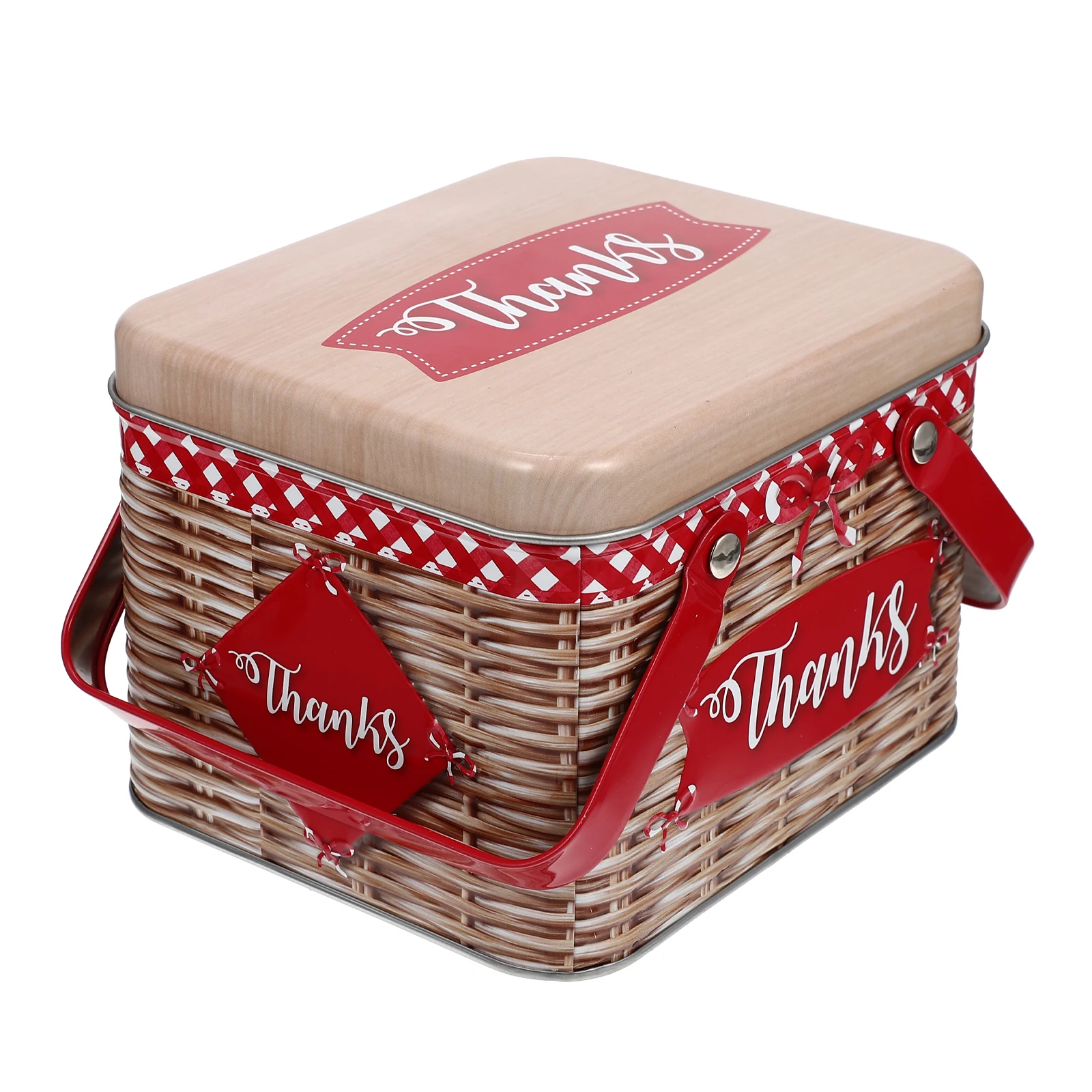 

Cake Boxes Metal Pastry Box Gift Tin Red Cookie Biscuit Container Lid Storage Rectangle H Portable Snack Packaging Box