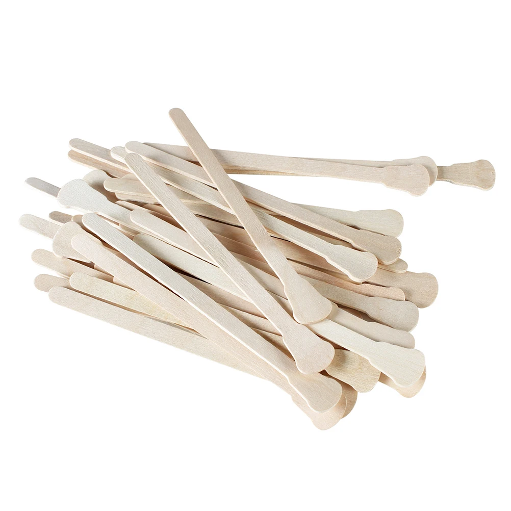 

100pcs Hair Removal Wooden Sticks Disposable Waxing Tools Sturdy Bamboo Spatula Portable Salon Home Use Eyebrow Wax Applicator