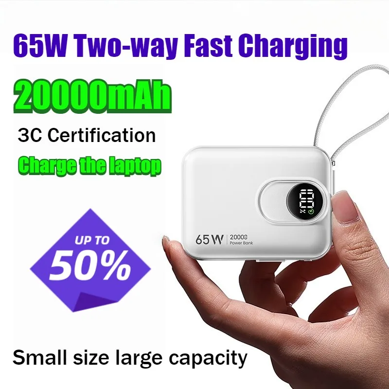 

65W Fast Charge 20000mAh Power Bank Compact and Portable Mobile Power Supply Compatible with Laptops