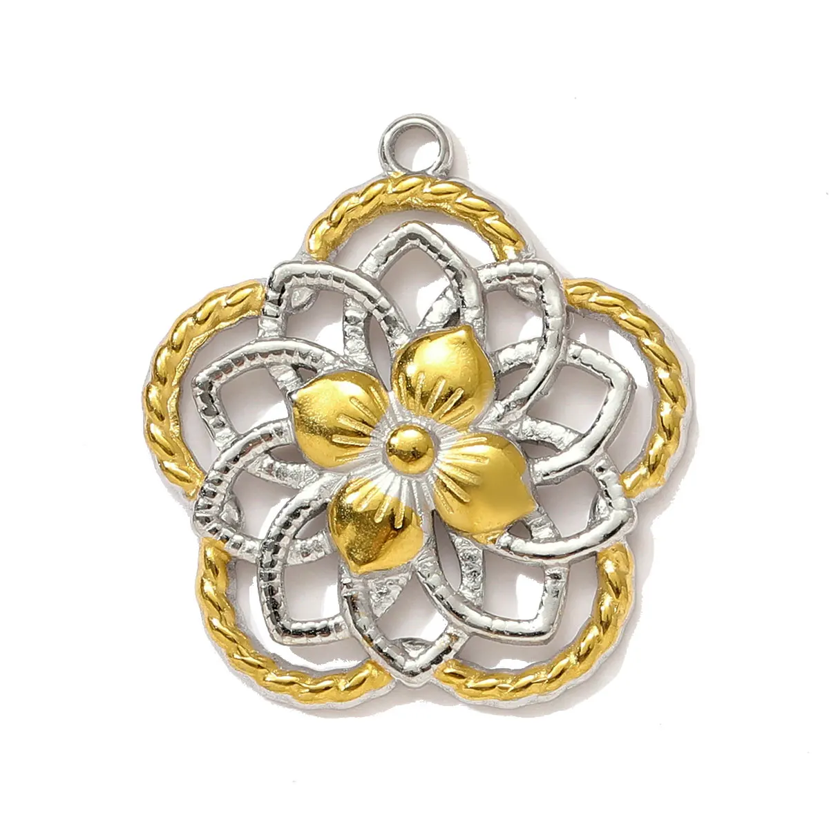 3pcs/Lot Vnistar Two Tone Crescent Sun Hand Necklace Pendant Stainless Steel Holy Mother Son DIY Charm Women Seahorse Jewelry