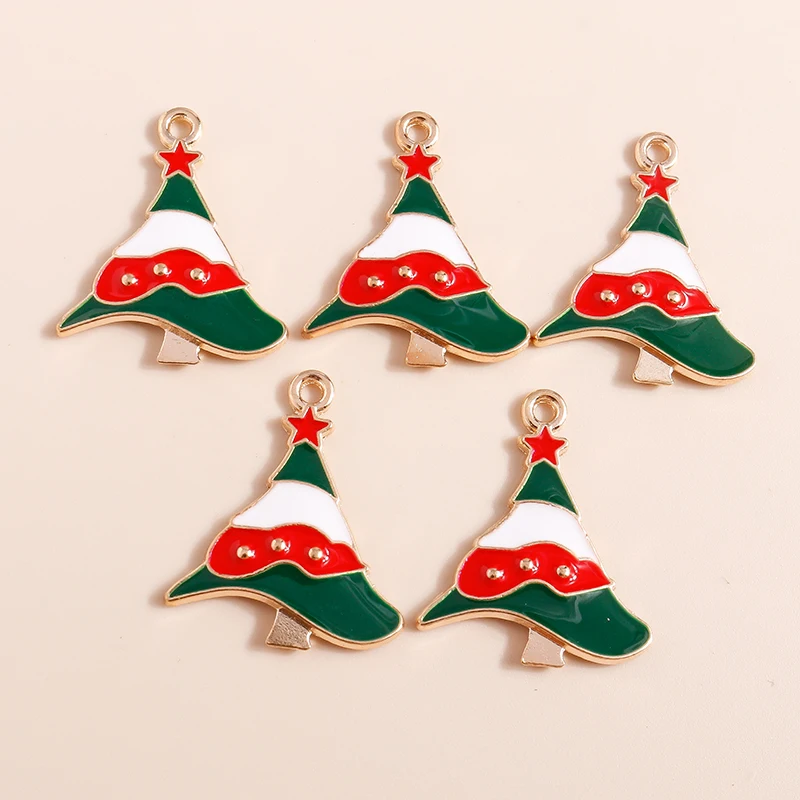 20 Stück gemischte niedliche Emaille-Weihnachtsbaum-Anhänger für die Schmuckherstellung, Tropfenohrringe, Halsketten, Armbänder, DIY-Bastelzubehör – Detail 25
