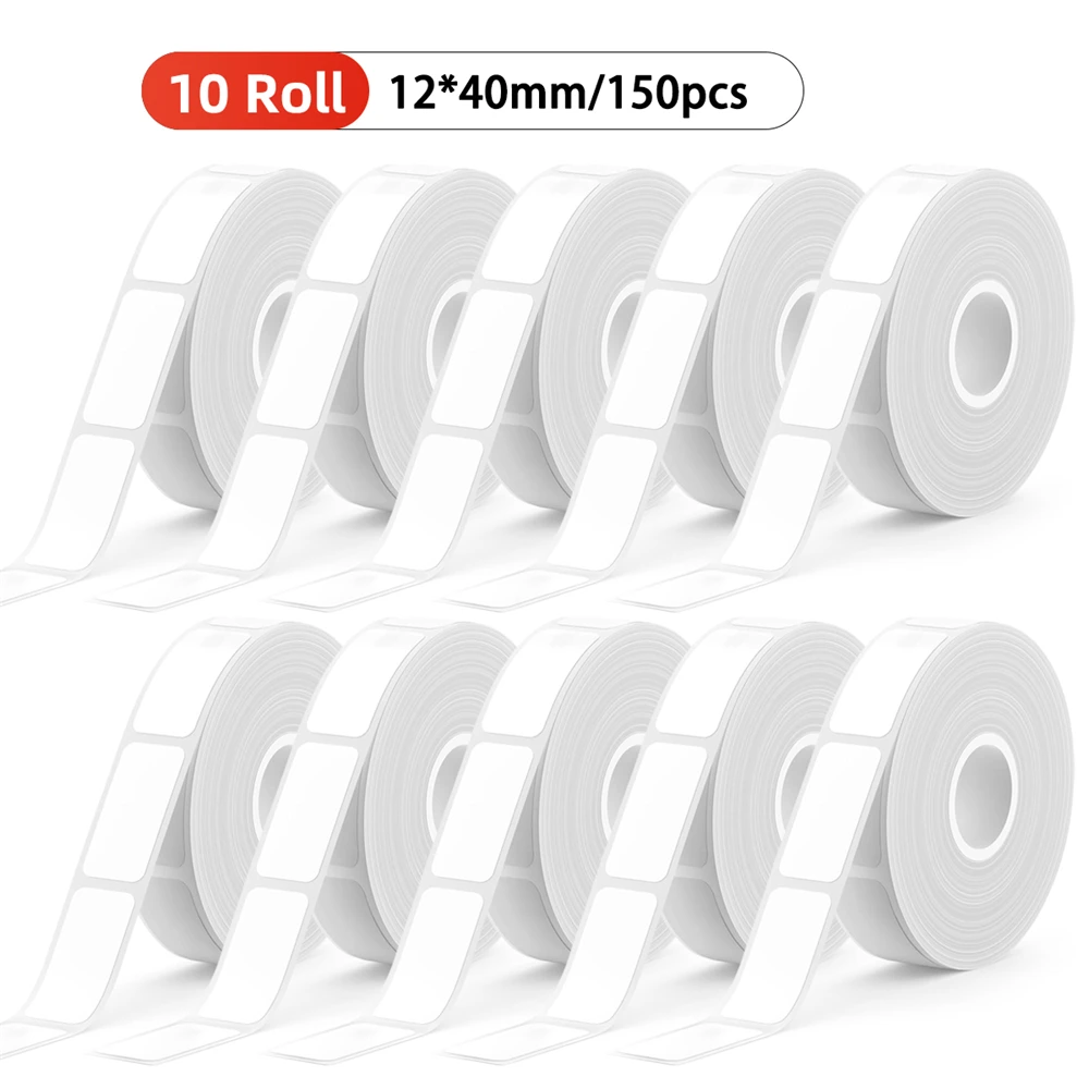 

10 рулонов водонепроницаемых самоклеящихся этикеток-стикеров, разнообразные, с возможностью снятия, для именных бирок, бутылок, файлов, документов, 12x40 мм