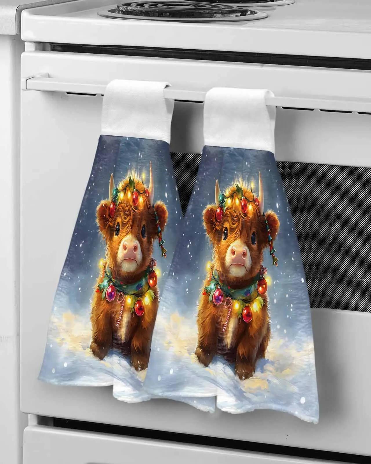 Christmas Tree Gift Yak Wipe Hand Towel Absorbent Hanging Towels Home Kitchen Wipe Dishcloths Bathroom Bath Wipe