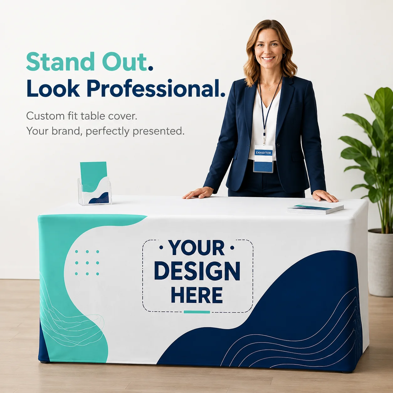 Custom Tablecloth with Your Design Logo Image Text Rectangular Table Cover for Events Market Booth