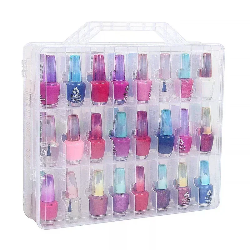 

48pcs Nail Polish Organizer Portable Clear PP Material Lipstick Holder Gel Adjustable Dividers Handheld Cosmetic Organizer