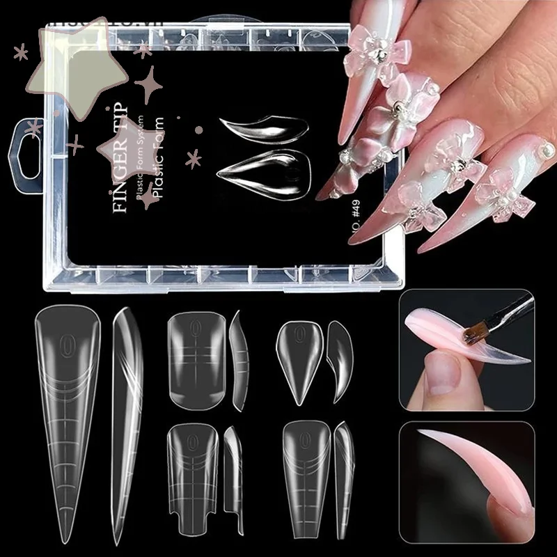 [TW] 3D Eagle Claw Gebogen Nep Herbruikbare Nagels Volledige Dekking Druk Op Nagel Formulieren Mallen Kristal Nagel Verlenging tip Nagel