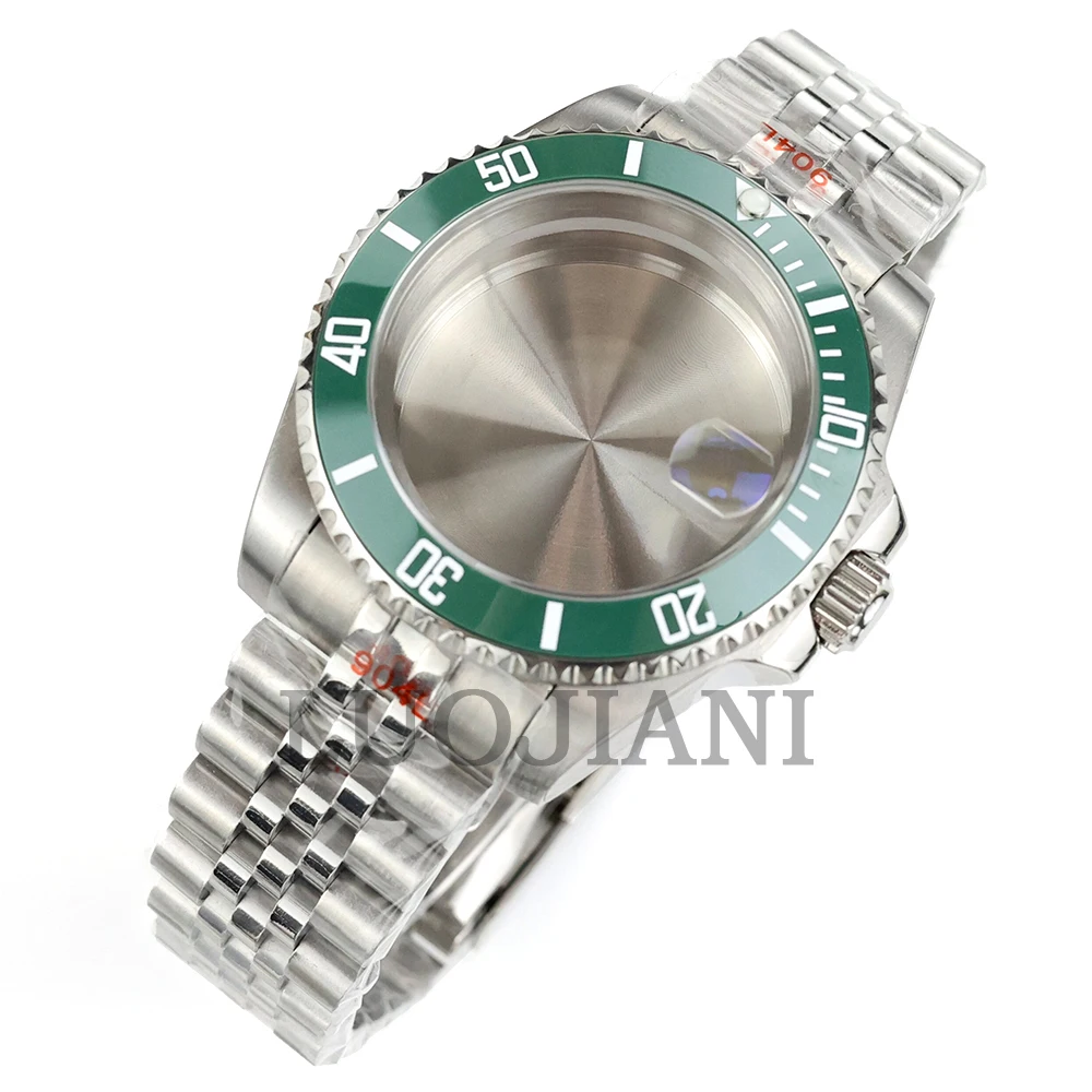 For Submariner Case 40mm NH35 Silver Watch Case Solid Oyster/Jubilee Bracelet Fit NH34 NH35 NH36 NH38 Movement 28.5mm Dial image 3