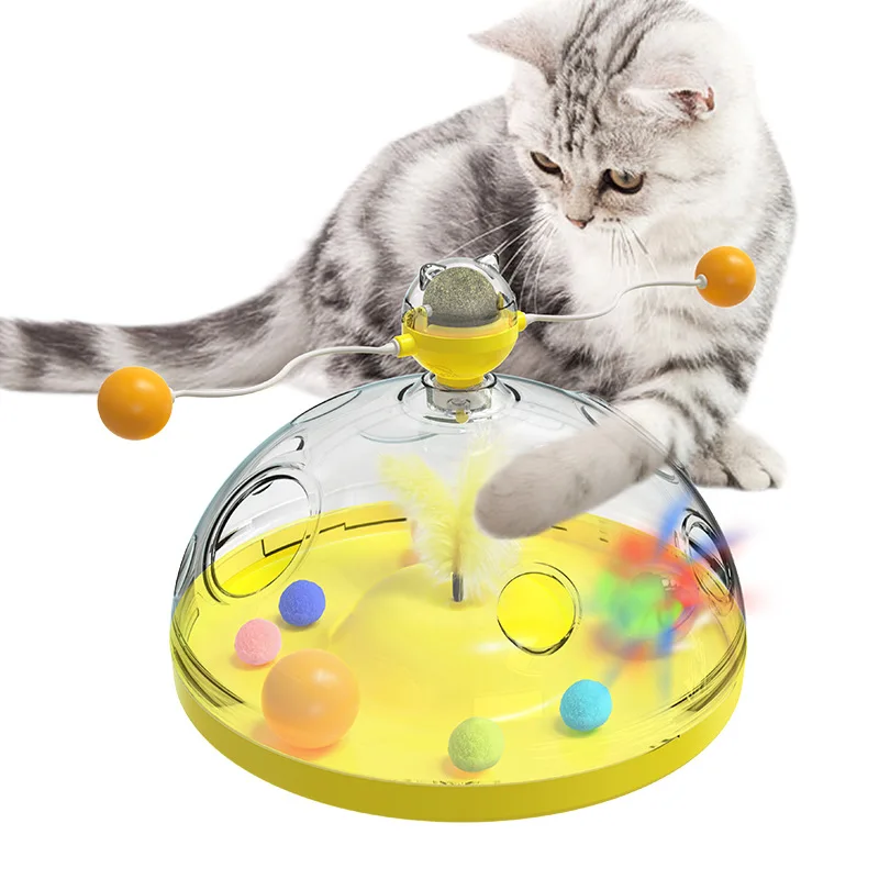 

Interactive tower cat toy turntable ball toy cat kitten teasing puzzle treasure chest toy pet training supplies accessories