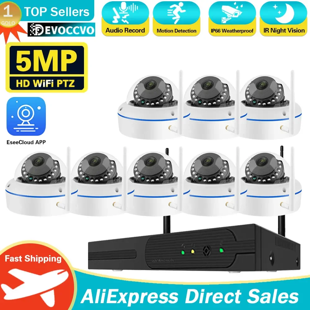 

10CH IP Camera Wifi NVR Kit CCTV System 5MP Outdoot Waterproof Audio Wireless Dome Camera Video Surveillance System 10 Channel