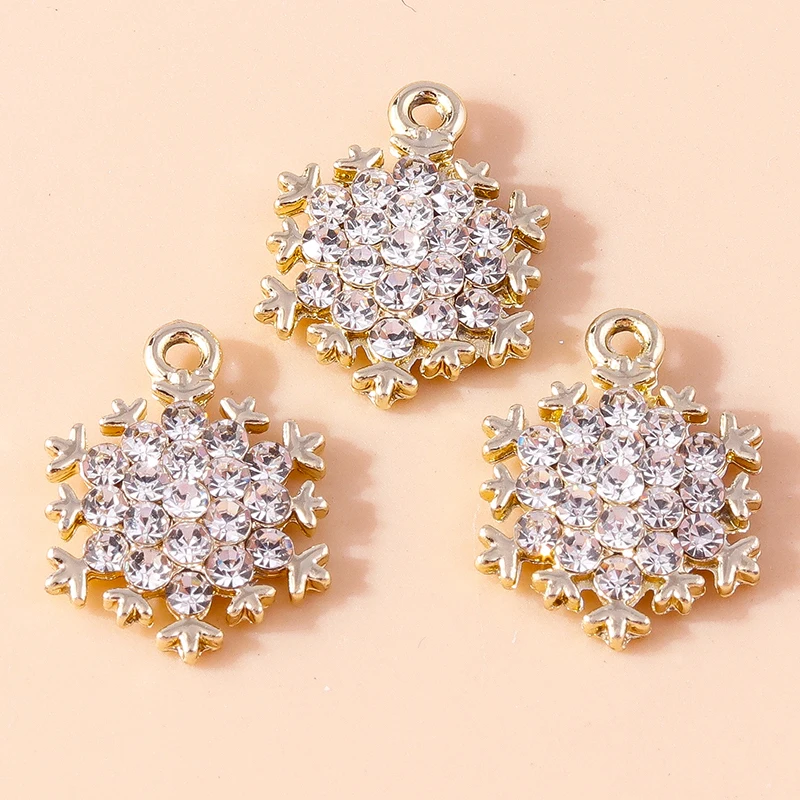 Leslie 10 Stück 17 x 20 mm brillante Kristall-CZ-Schneeflocken-Charms-Anhänger für Schmuckherstellung, Weihnachten, Ohrringe, Halskette, Zubehör – Detail 9