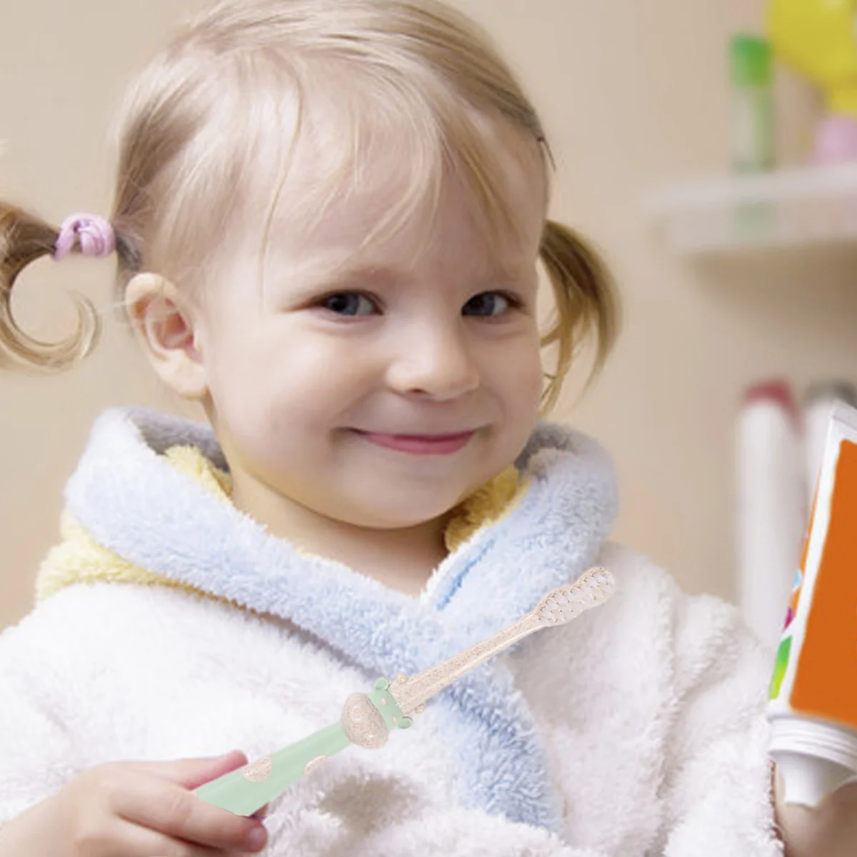 

3Pcs Cartoon Wheat Straw Toothbrush for Children Soft Bristles Baby Oral Care Anti-Slip Handle Suitable for Kids Teeth Cleaning