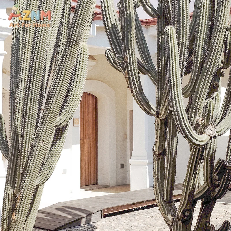 AZNM Boho Mexican City Landscape Canvas Wall Art Neutral Cactus Colonial Architecture Hot Air Balloon Travel Scenery Unframed Ca view 2
