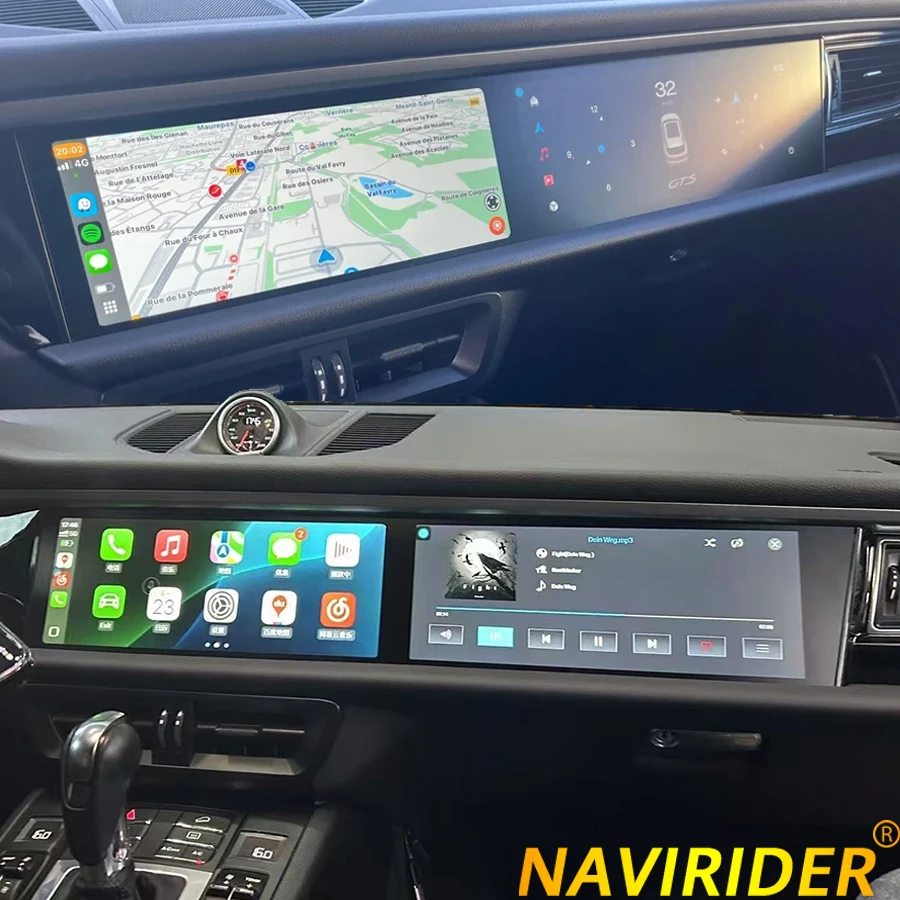 12.3+12.3inch Atmosphere Light For Porsche Macan 2011-2017 Car Multimedia Navigation Carplay Head Unit Android Upgrate Screen