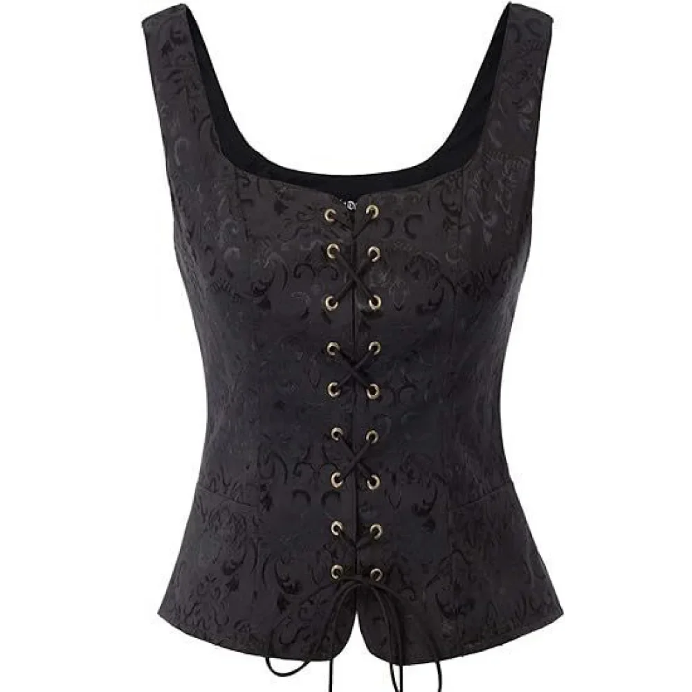 Corsé Medieval Celta para Mujer, Top con Cordones, Disfraz de Cazadora Guerrera, Chaleco Renacentista de Arquera Pirata