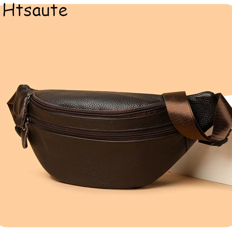 

Men's Waterproof PU Leather Crossbody Waist Bags for Outdoor Sports Running Chest Pack Business Multifunctional Fanny Packs