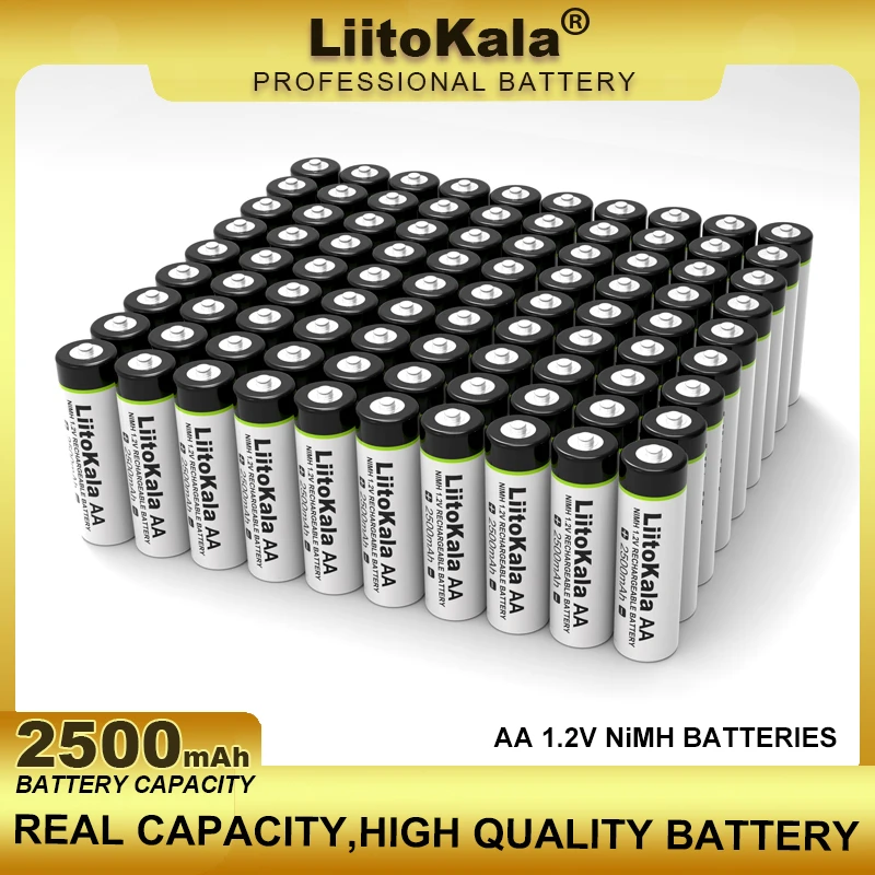 

50PCS Liitokala 1.2V AA 2500mAh Ni-MH Rechargeable Battery For Temperature Gun Remote Control Mouse Toy Batteries