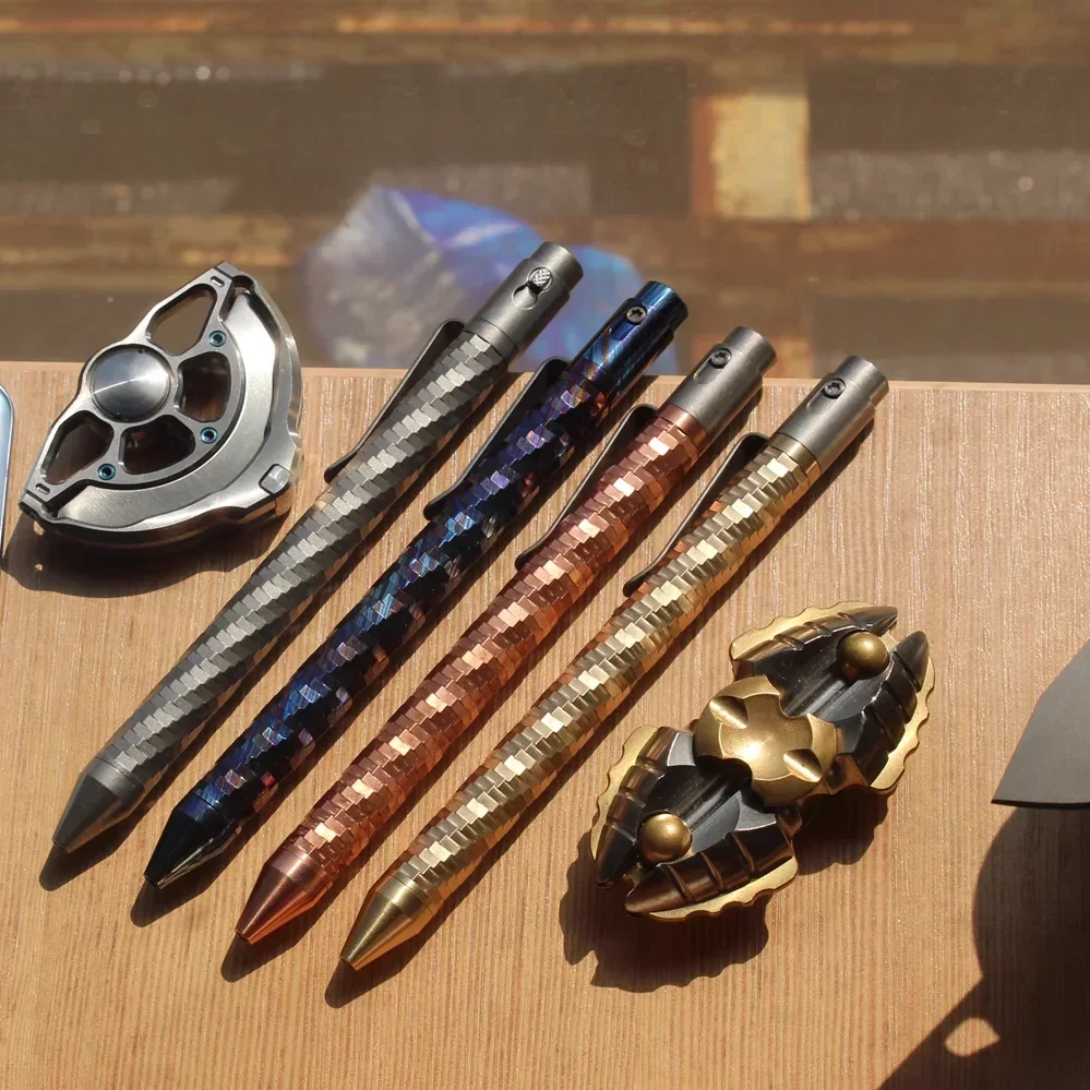 Edc Titânio Liga Zircão Caneta Caneta de Bronze com Coleção Escrita Multi-funcional Portátil Ferramentas ao ar Livre Edc