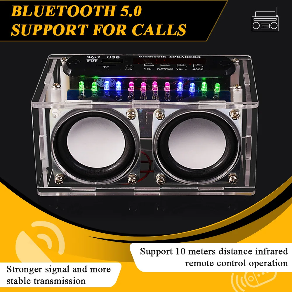 DIY Bluetooth Speaker Kit with FM Radio 87.5-108MHZ DIY Soldering Project Practice Electronic Module Kit Solder Assembly U Disk