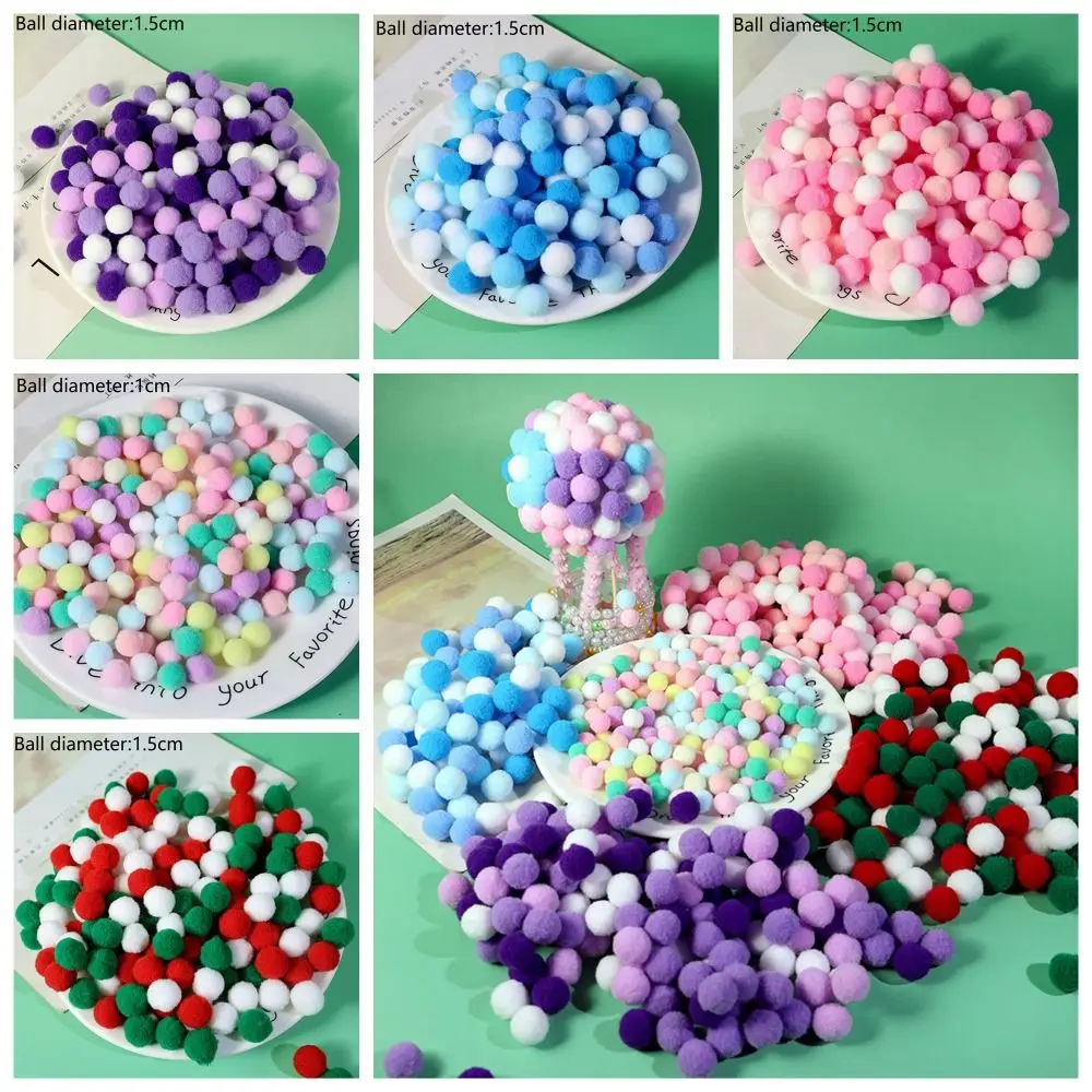 1 Pak 1cm/1.5cm bola bulu Pompom Macaron warna warna Natal bola Pom DIY dekorasi Natal empuk DIY bola bulu