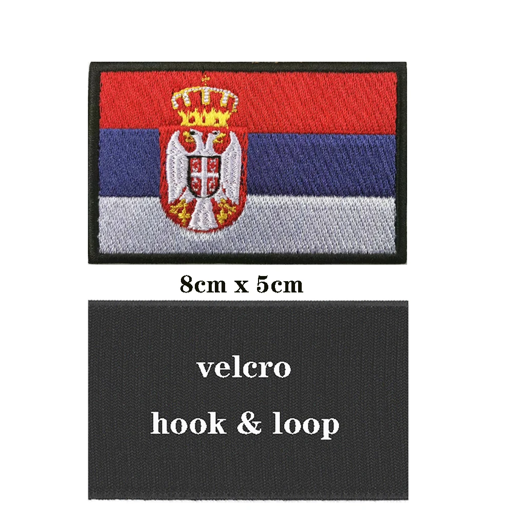 1PC serbska flaga Serbia Armband haftowane Patch Hook & Loop lub haftowane naprasowanki odznaka tkaniny wojskowy moralny pasek