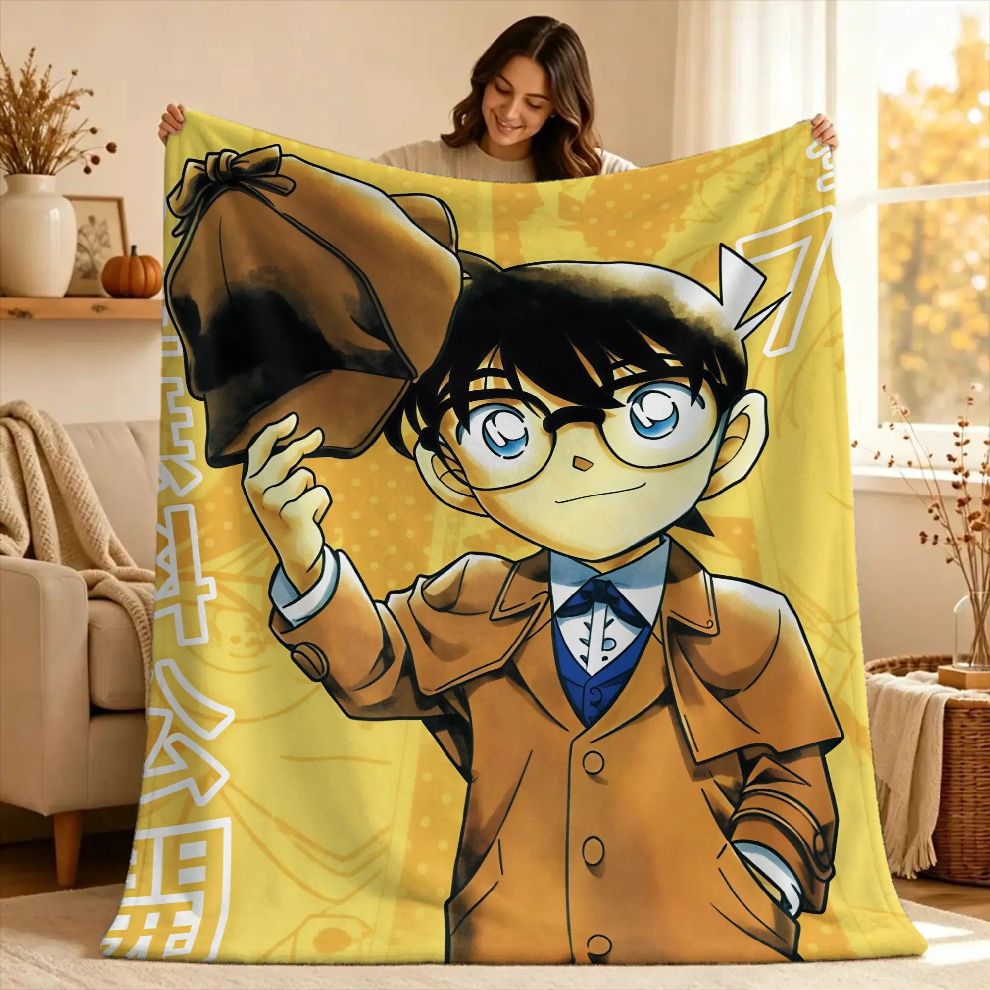 D-Detective C-Conan Blanket  Airplane Travel Flannel Bedding Throws For Couch Chair Super Soft Custom Quality Bedspread