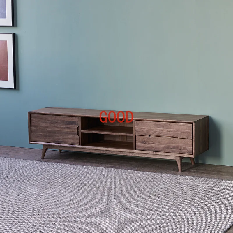 Japanese Simple Italian Solid Wood Floor Audiovisual Cabinet