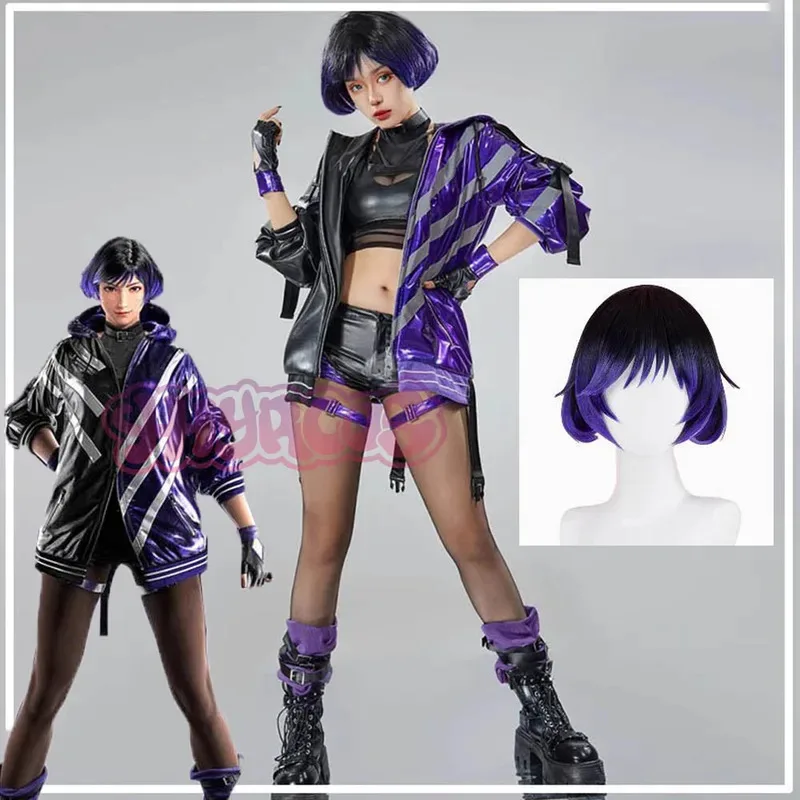 

Game Tekken 8 Ling Reina Cosplay Fantasia Costume Disguise for Adult Women Tops Shorts Outfits Halloween Carnival Wigs Shoes