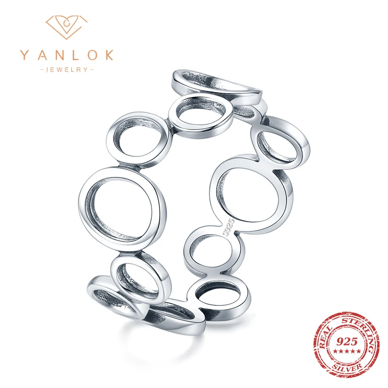 YANLOK New 100% 925 Sterling Silver Irregular Honeycomb-Shape Ring for Women Minimalist Geometric Finger Ring Unique Jewelry