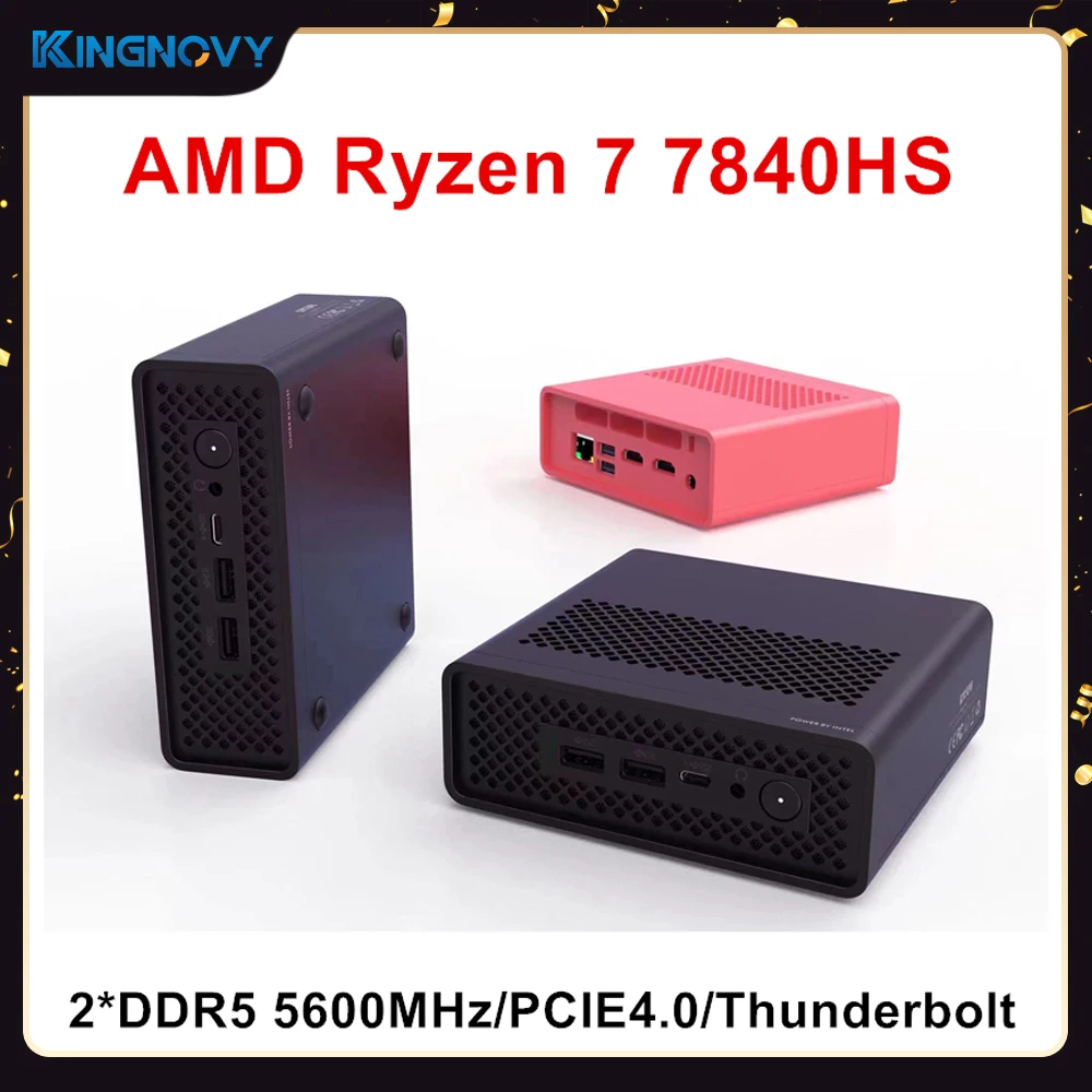 D8 Mini PC Gamer AMD Ryzen 7 7840HS 2*DDR5 5600MHz PCIE4.0 USB4.0 Thunderbolt4 Windows 11 Portable Gaming Mini Computer WiFi6