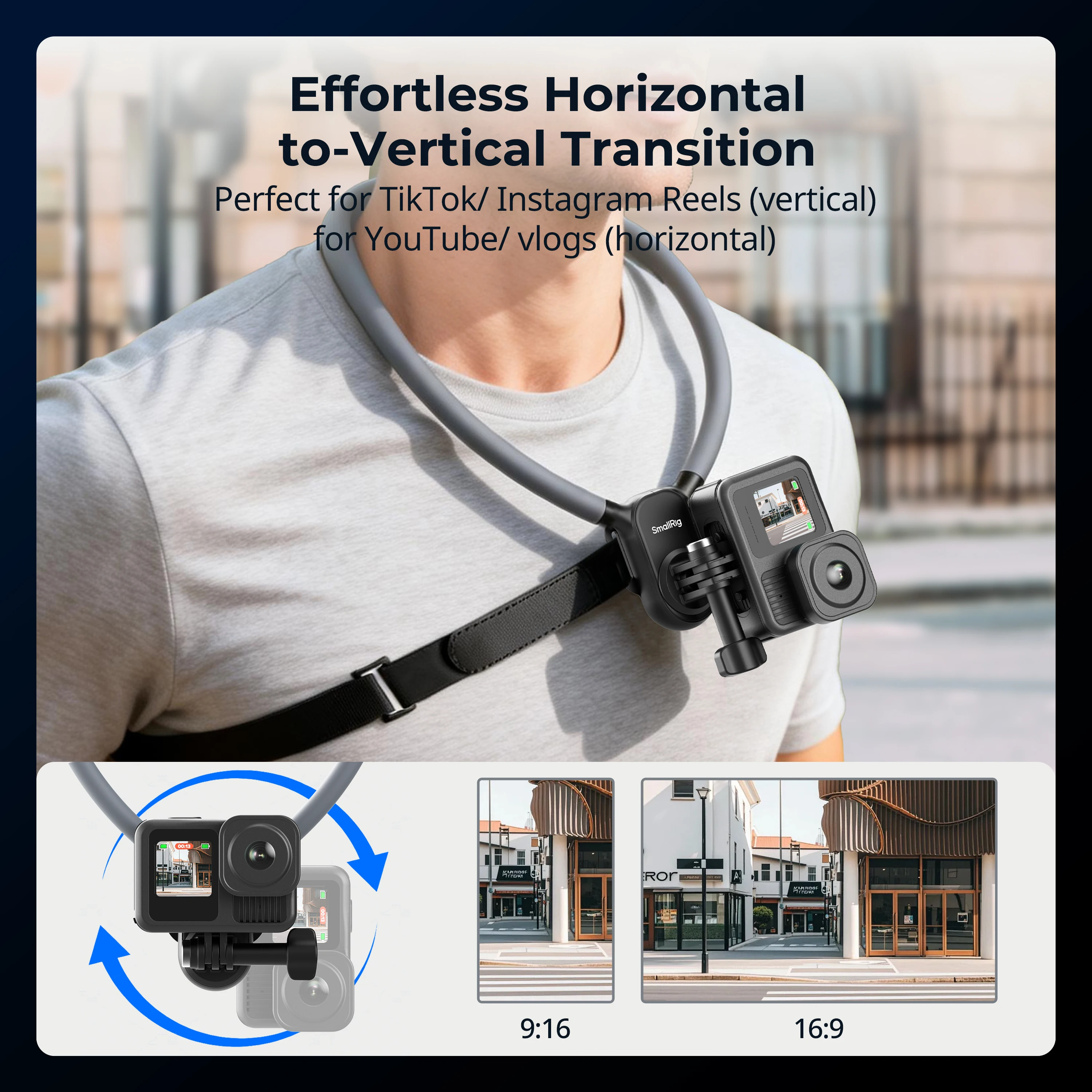Uchwyt na szyję SmallRig do kamer sportowych GoPro, Insta360, DJI OSMO Action, uniwersalny z paskiem -5596 — zdjęcie produktu 4
