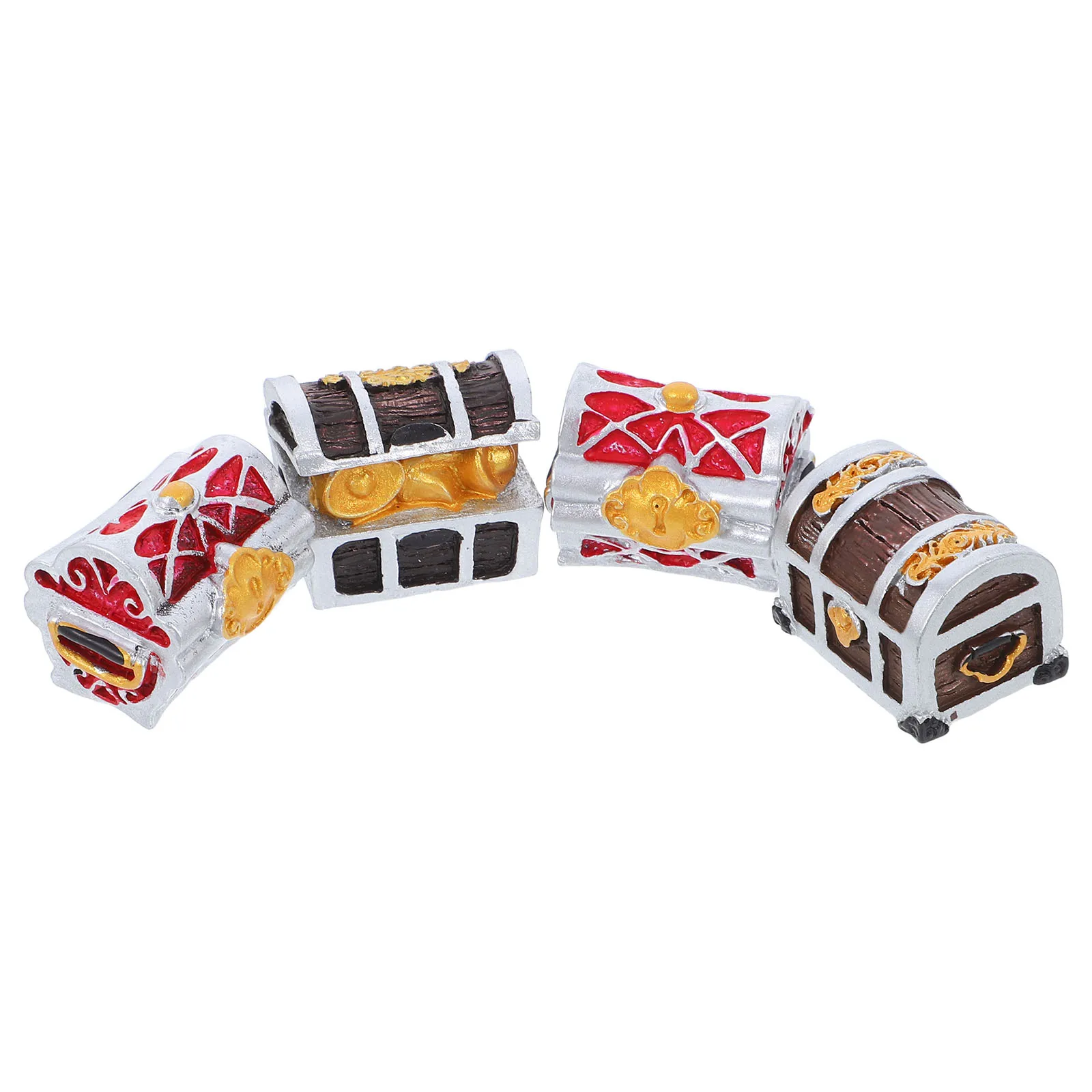 

4pcs Mini Resin Aquarium Boxes Mediterranean Style Chests For Fish Tank Decoration Treasure Box For Aquarium Miniature