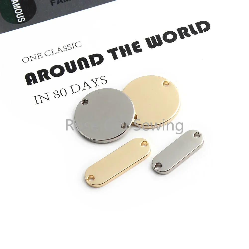 50 قطعة مستديرة/مربع/مسدس/مستطيل مخصص اسم الليزر شعار شخصي حقيبة يد الملابس قبعة الكلب العلامات اثنين حفرة الخياطة