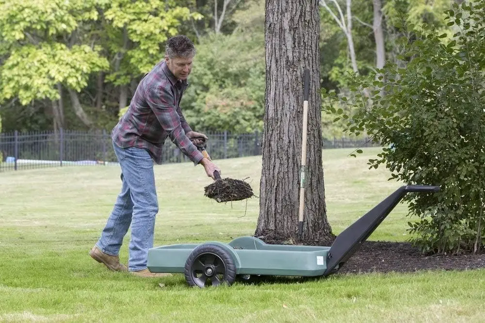 Carrello da giardino e da giardino per esterni-manico lungo facile da girare 2 ruote carrello in plastica resistente per il cortile 42 pollici. X 20 pollici. X 4 i