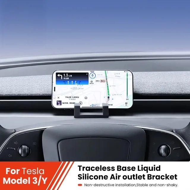 Suporte para telemóvel para o Tesla Highland Model 3, com clipe para a grelha de ventilação, para utilização no carro, feito de silicone líquido, para fixar na saída de ar.