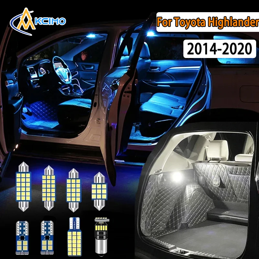

Canbus LED Interior Light Kit For Toyota Highlander Kluger 2014-2020 Super Bright Dome Map Door Lights Easy Install Bulbs Set