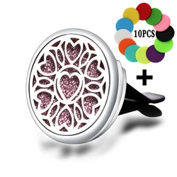 New Insert Aromatherapy Car Perfume Diffuser Locket Stainless Steel Heart Pattern Car Air Freshener Vent Clip Jewelry + 1pcs Pad