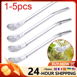 Drinking Straw Filter Handmade Stainless Steel Drinking Straw Spoon Tea Filter Grass Matte Tea Straws Bulb Pumpkin Reusable Tea