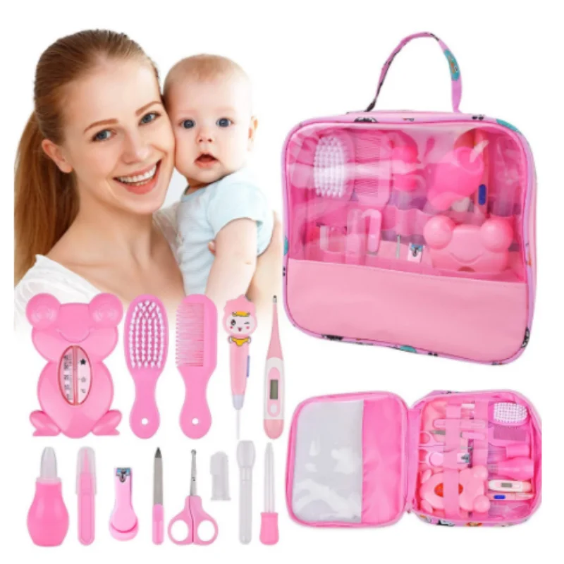 13Pcs Baby Care Kit Kids Nail Hair Thermometer Grooming Brush Scissors Clipper Portable Set Newborn Essentials Healthcare Gifts