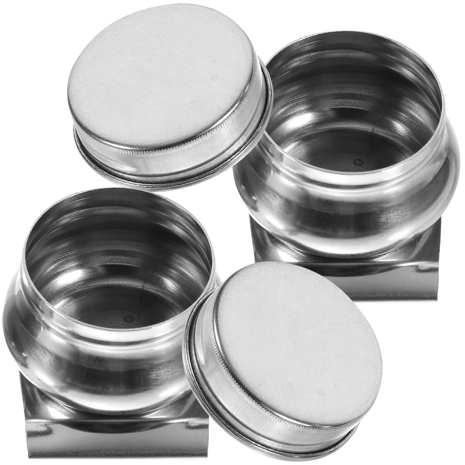 

2 Pcs Stainless Steel Oil Paint Mixing Pot Brush Cleaning Palette Cup Portable Palettes Drawing Supplies with Cover