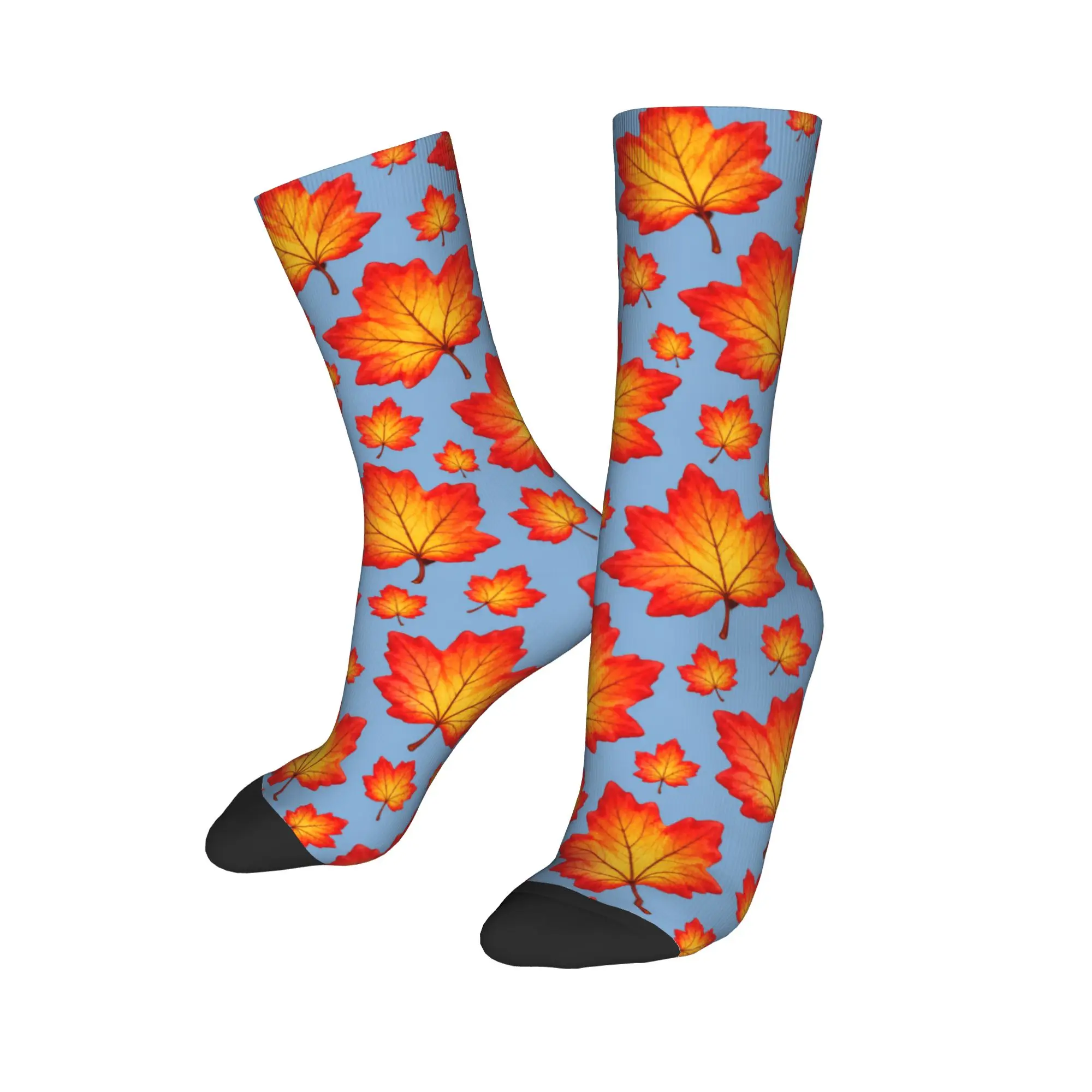 Halloween Light Blue Maple Stockings Women Men  Dress Socks Comfortable Leisure Socks Autumn Running Anti-Slip Socks Gift