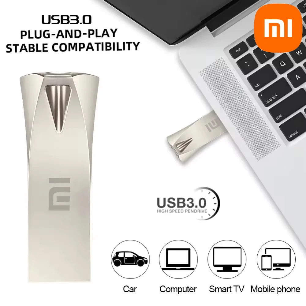 Xiaomi ไดรฟ์ปากกา3.0 USB โลหะ2TB แฟลชไดรฟ์ USB ความเร็วสูงต้นฉบับ1TB กันน้ำ USB Memory Stick ถ่ายโอนข้อมูล